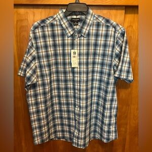 Haggar teal plaid button down shirt new w/ tags size: XL